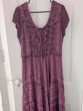 Advance Apparels Mauve Embroidered Maxi Dress